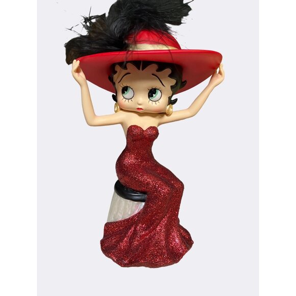 Betty Boop Lady In Red Sitting Fixing Hat Retired Figurine - Picture 1 of 12